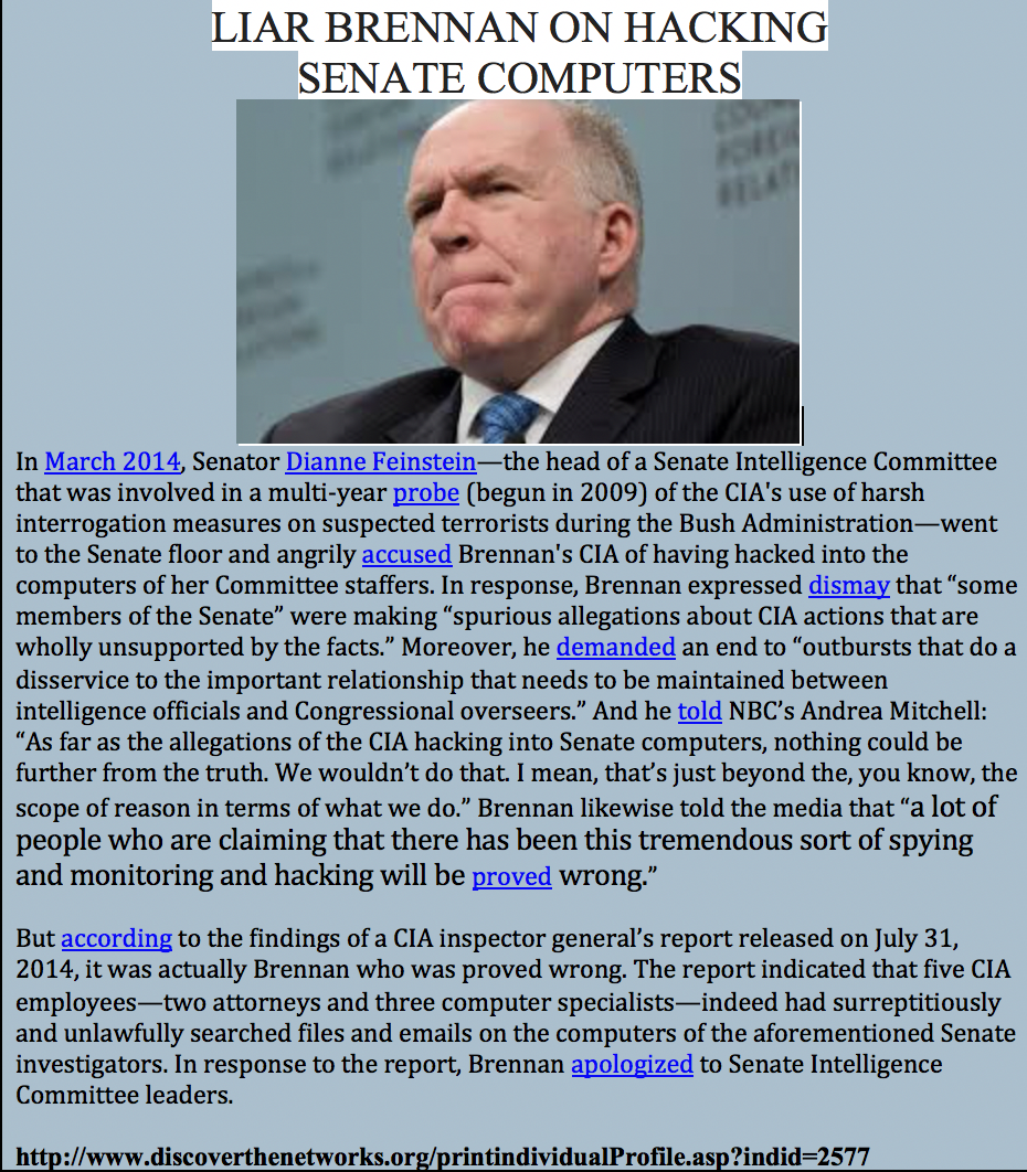 Brennan lying about computers