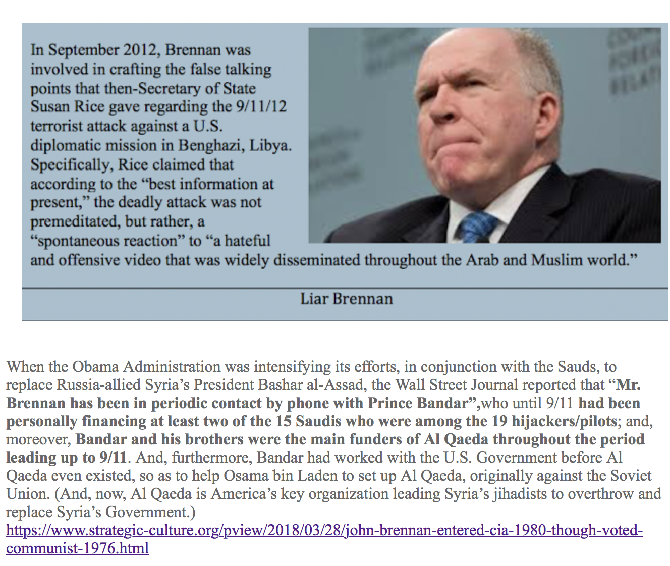 Brennan on Benghazi